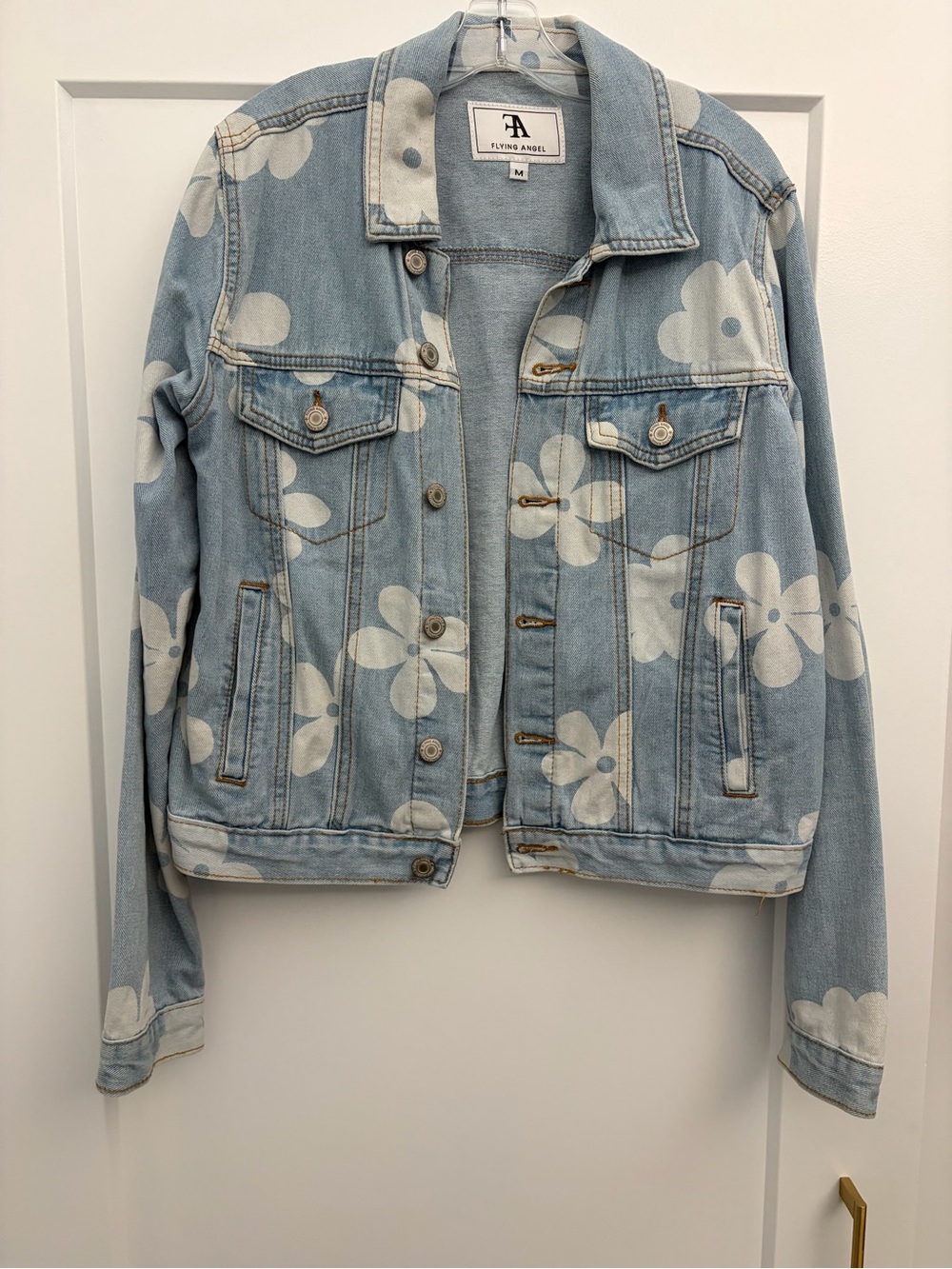 Flying Angel Light Blue Floral Denim Jacket
